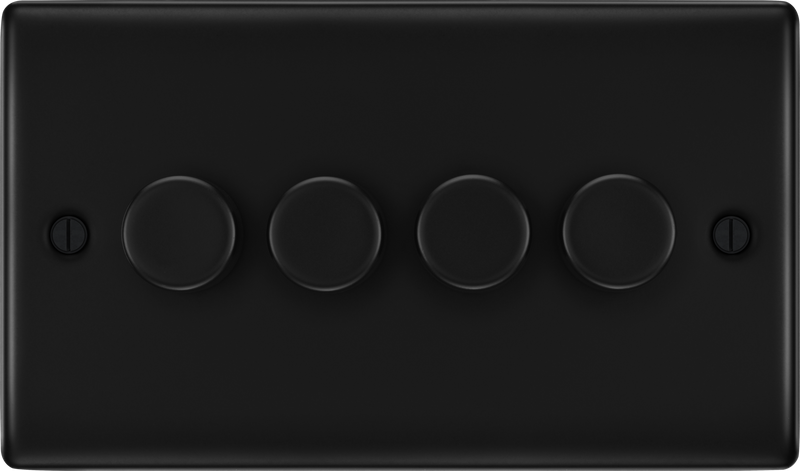 BG Nexus Metal 4 Gang Dimmer Switch in Matt Black