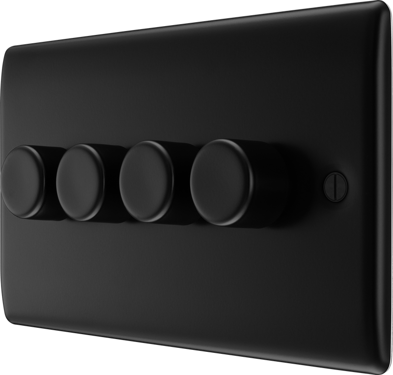 BG Nexus Metal 4 Gang Dimmer Switch in Matt Black