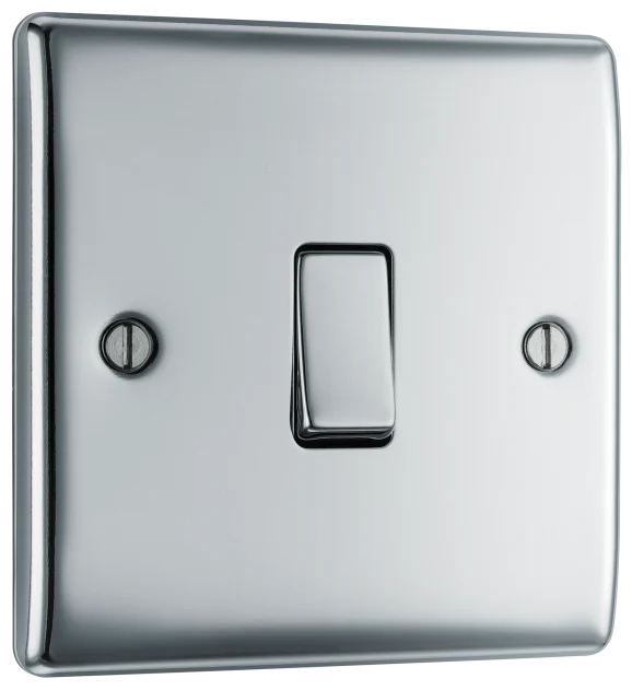 BG Nexus Metal 1 Gang Light Switch in Polished Chrome - NPC12-01