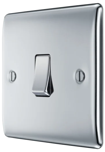 BG Nexus Metal 1 Gang Light Switch in Polished Chrome - NPC12-01