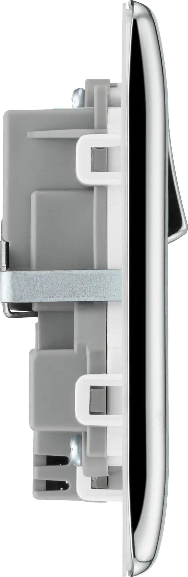 BG Nexus Metal USB USBC 12W Double Socket in Polished Chrome with White Inserts NPC22UAC12W