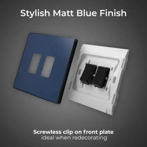 BG Evolve Matt Blue Screwless Double Light Switch PCDDB42B BG (British General)