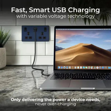 BG Evolve Matt Blue PCDDB22UAC45B USB Double Socket 45W Type A & C USB BG (British General)