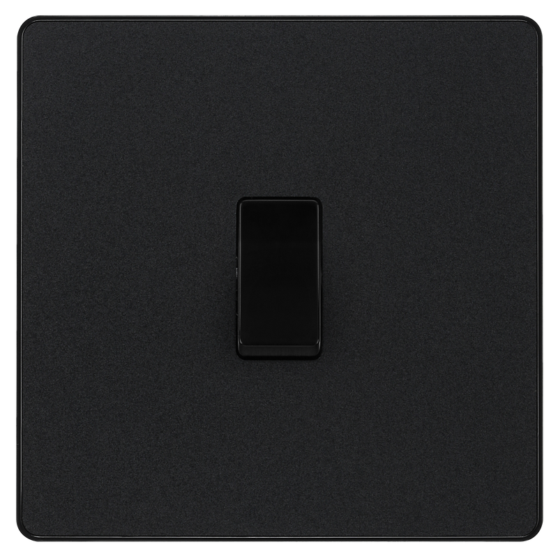 BG Evolve Matt Black Screwless Single Light Switch - PCDMB12B