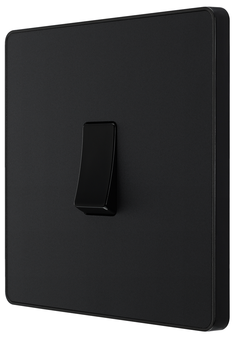 BG Evolve Matt Black Screwless Single Light Switch - PCDMB12B