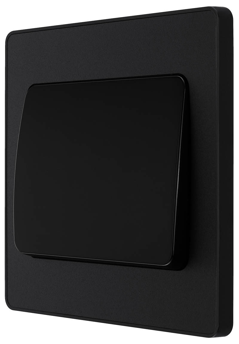 BG Evolve Matt Black Screwless Single Light Switch (Wide) PCDMB12WB