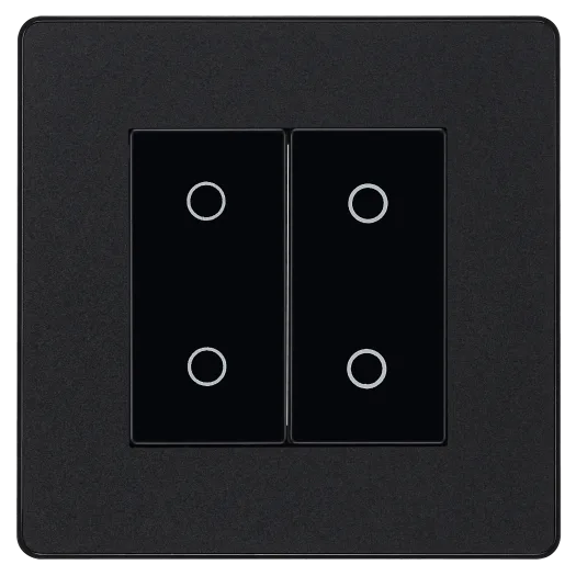 BG Evolve Matt Black Screwless Double Master Touch Dimmer Switch PCDMBTDM2B