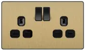 BG Evolve Satin Brass Screwless Double Socket PCDSB22B