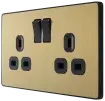 BG Evolve Satin Brass Screwless Double Socket PCDSB22B