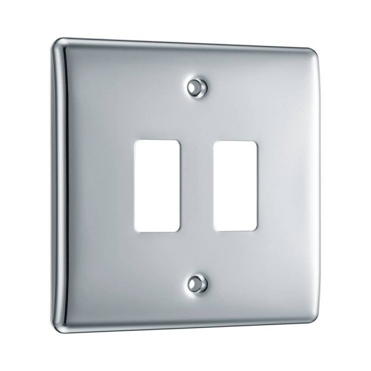 BG RNPC2 Polished Chrome 2 Gang Front Cover Plate