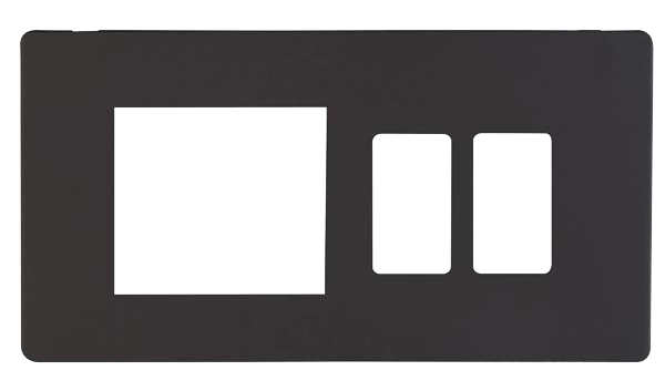 Click GridPro Hotel Accessory Plate - 2 Gang Gridpro Frontplate With Twin New Media Aperture Cover Plate – SCP31102BK