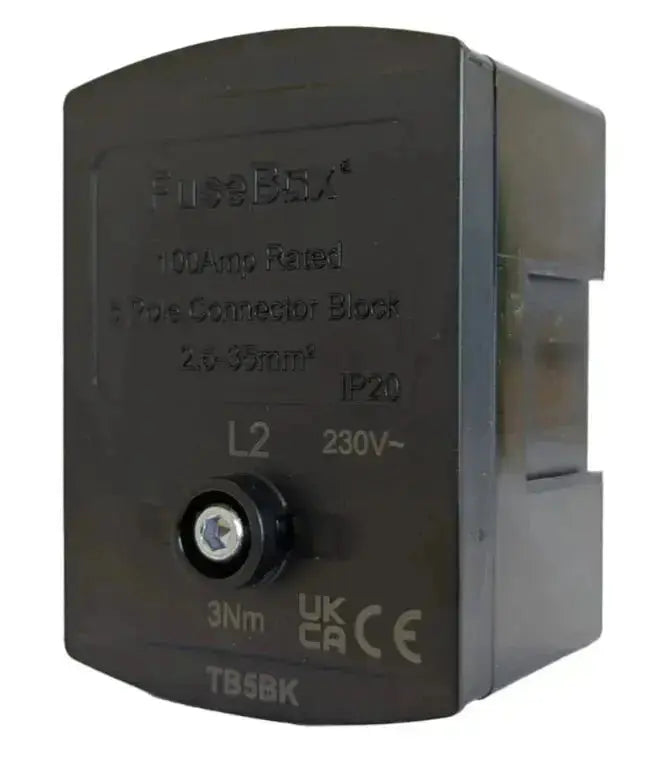 FuseBox 100A 5 Pole Electrical Connector Block IP20- Brown