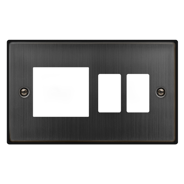 Click GridPro 2 GANG GRIDPRO WITH TWIN NEW MEDIA APERTURE COMBINATION PLATE - MATT BRONZE – VPBZ31102