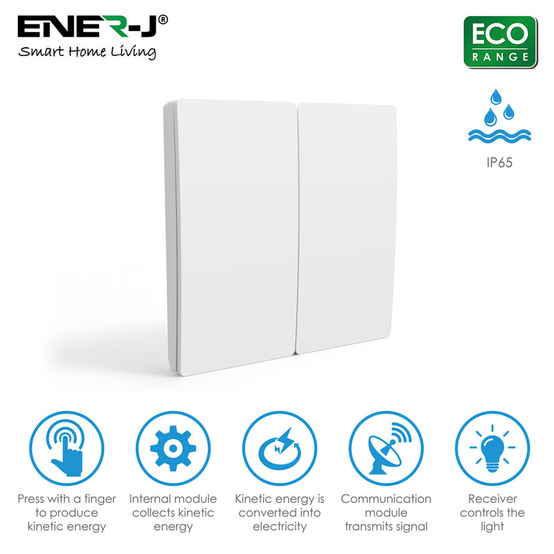 Kinetic Wireless Switch 2 Gang ECO RANGE IP67 - WS1051X