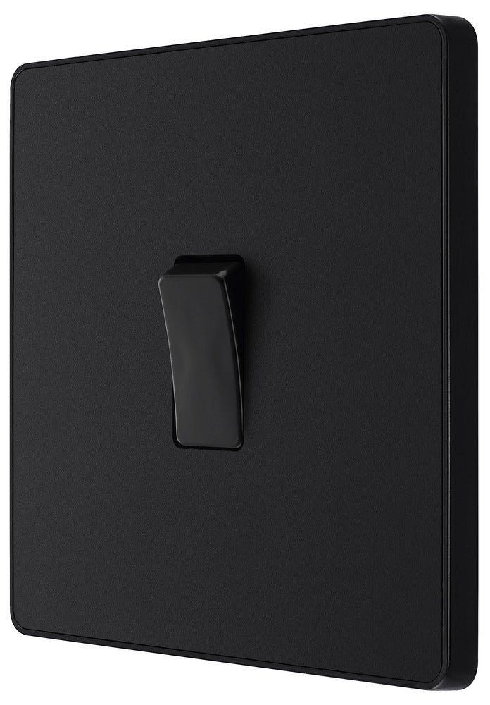 BG Evolve Matt Black Screwless Intermediate Light Switch PCDMB13B