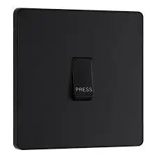 BG Evolve Matt Black Screwless Single Press Switch PCDMB14B BG (British General)
