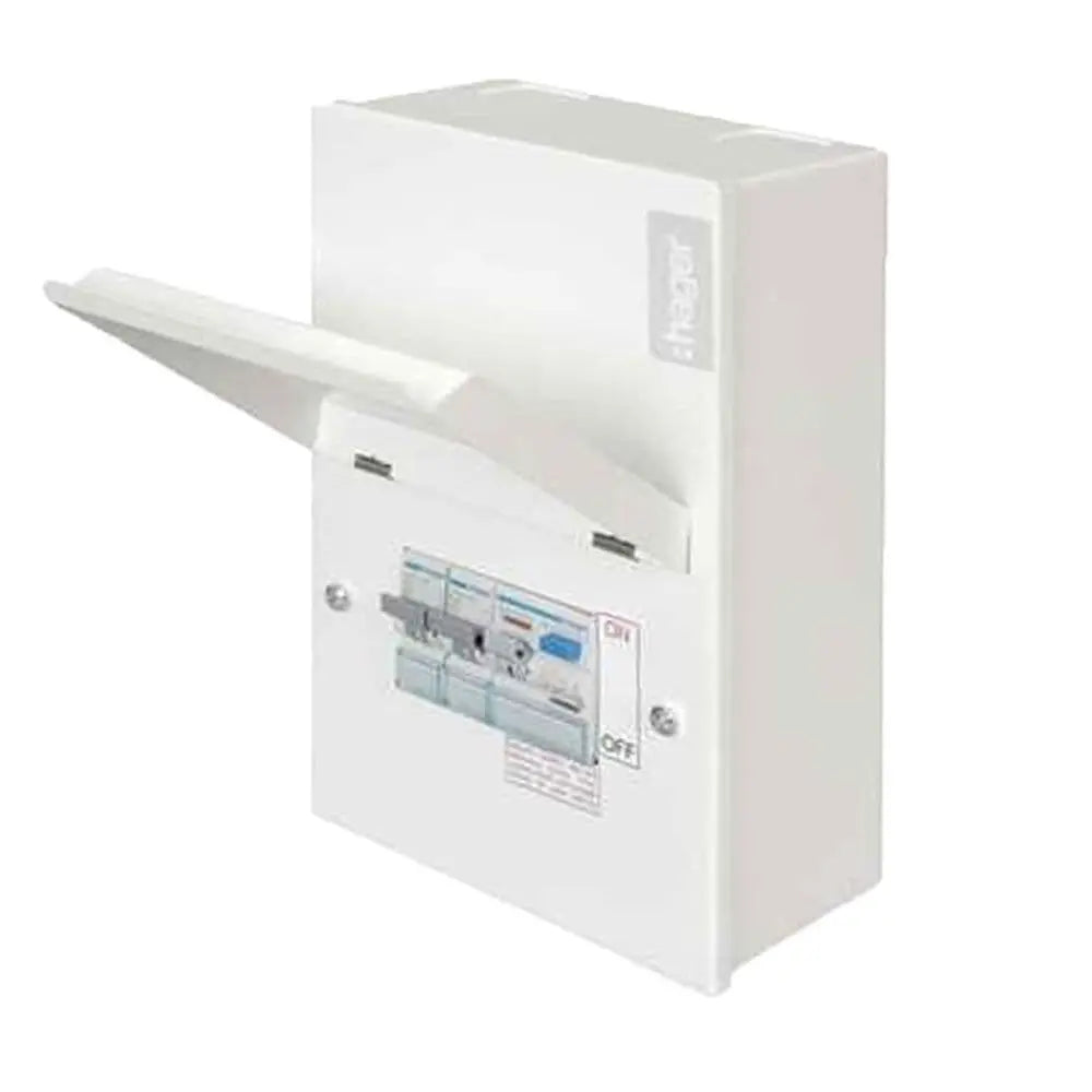 Hager Metal Clad Garage Unit with 40A Type A RCD and 6A and 32A MCB Hager