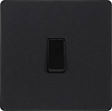 BG Evolve Matt Black Screwless Intermediate Light Switch PCDMB13B