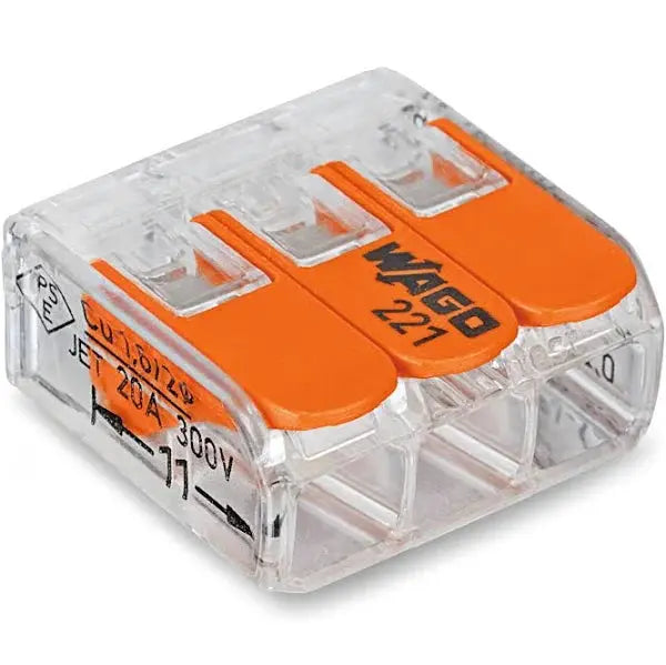 221-413 Wago 3x4mm 0.5-4mm² Slim Lever Cable Splicing Connector (1 Pcs)
