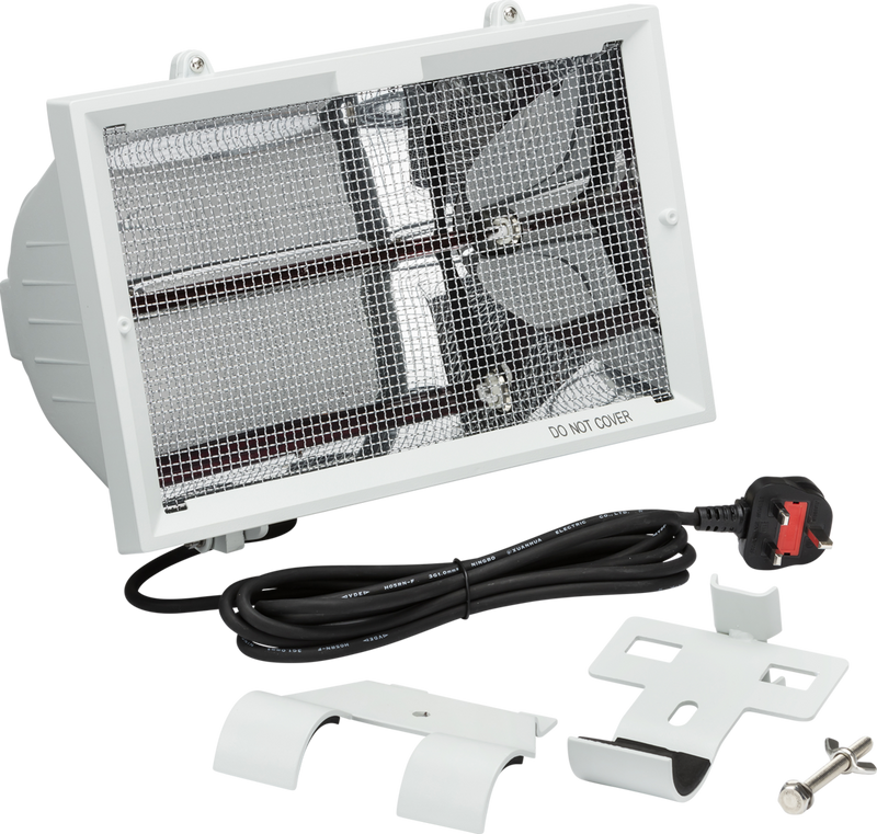 Infrared Outdoor Heater 230V IP24 1.3kW Shortwave  – White