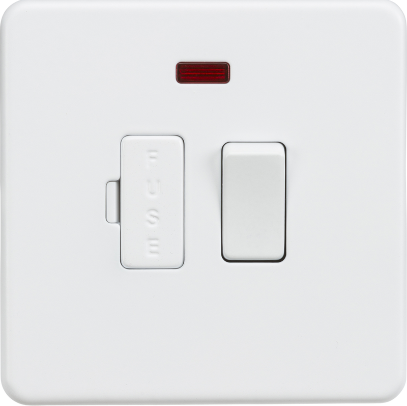 ML Knightsbridge Screwless 13A Switched Fused Spur Unit with Neon - Matt White