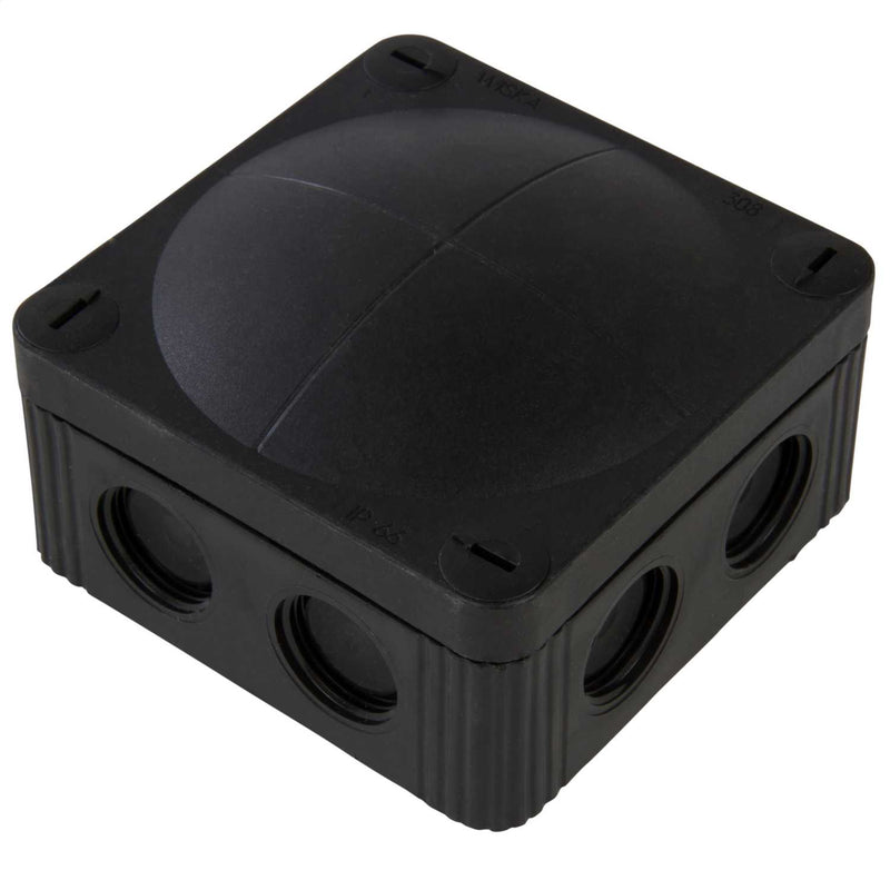 Wiska Adaptable Waterproof Junction Box Black PVC (85x85x51mm) - Durable, Weatherproof - Combi 308