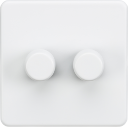 ML Knightsbridge Screwless 2 Gang 2-way 10-200W (5-150W LED) trailing edge dimmer - Matt White