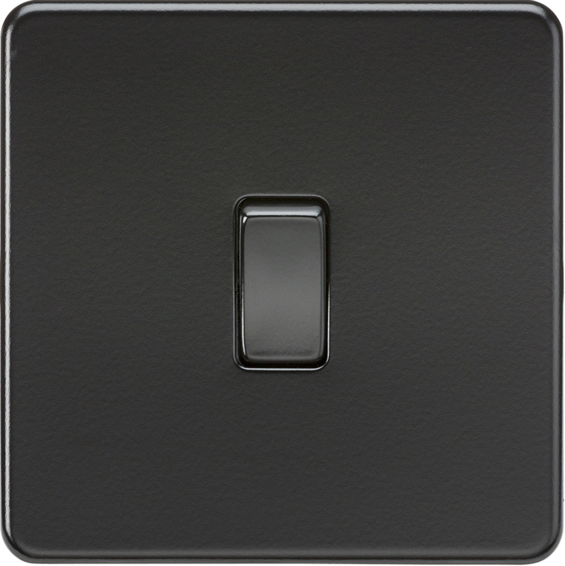 ML Knightsbridge Screwless 10AX 1 Gang 2-Way Light Switch - Matt Black