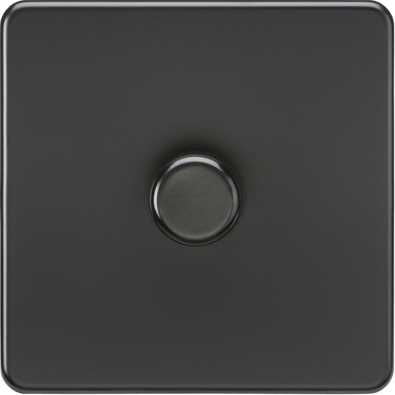 ML Knightsbridge Screwless 1 Gang 2-way 10-200W (5-150W LED) Trailing Edge Dimmer - Matt Black