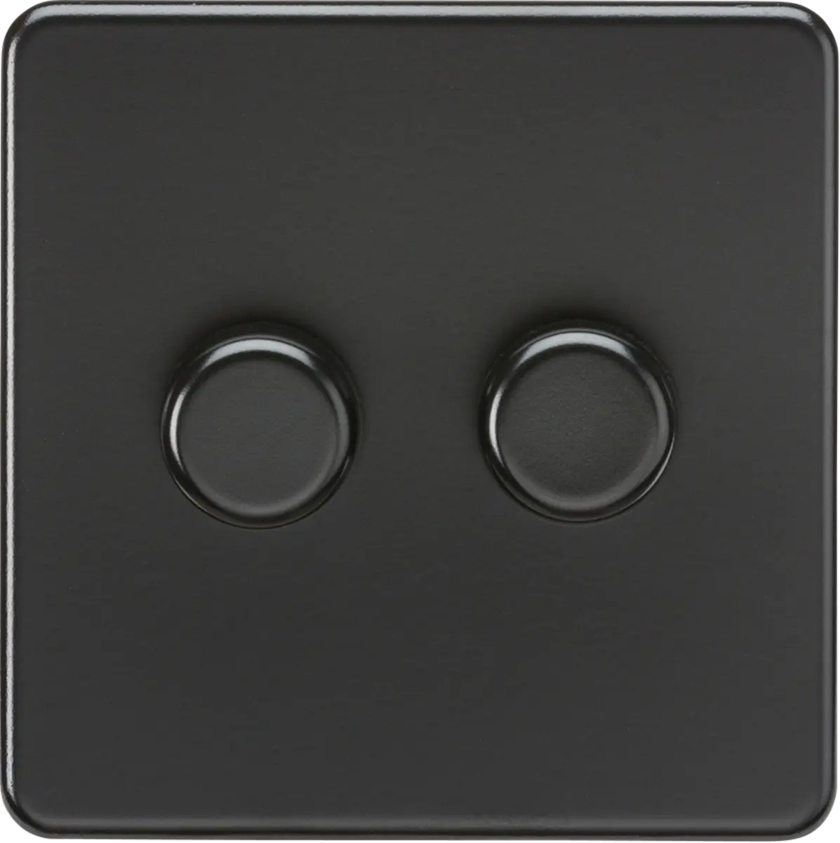 ML Knightsbridge Screwless 2 Gang 2-way 10-200W (5-150W LED) Trailing Edge Dimmer - Matt Black ML Knightsbridge