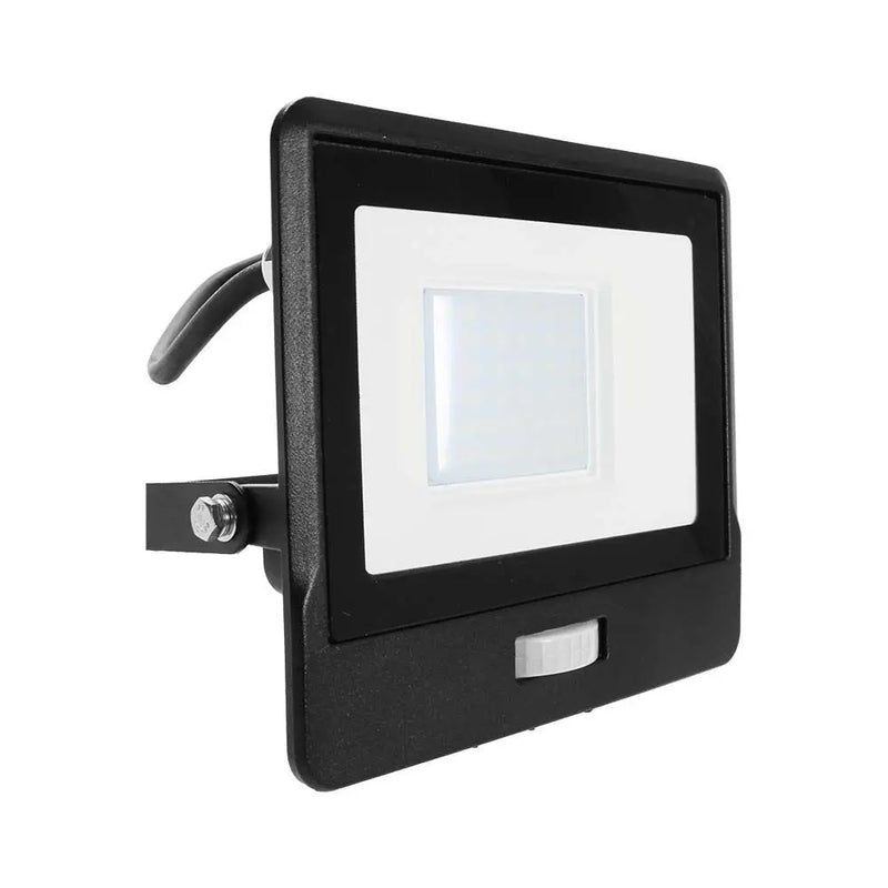 V-Tac 30W LED Floodlight Daylight PIR Samsung Chip 6500K- Black