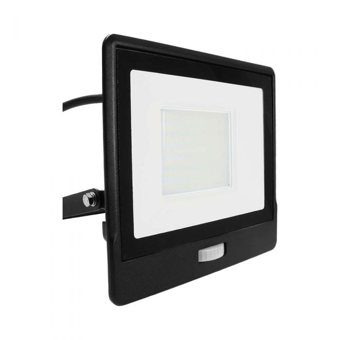 V-Tac 50W LED Floodlight Daylight PIR Samsung Chip 6500K- Black