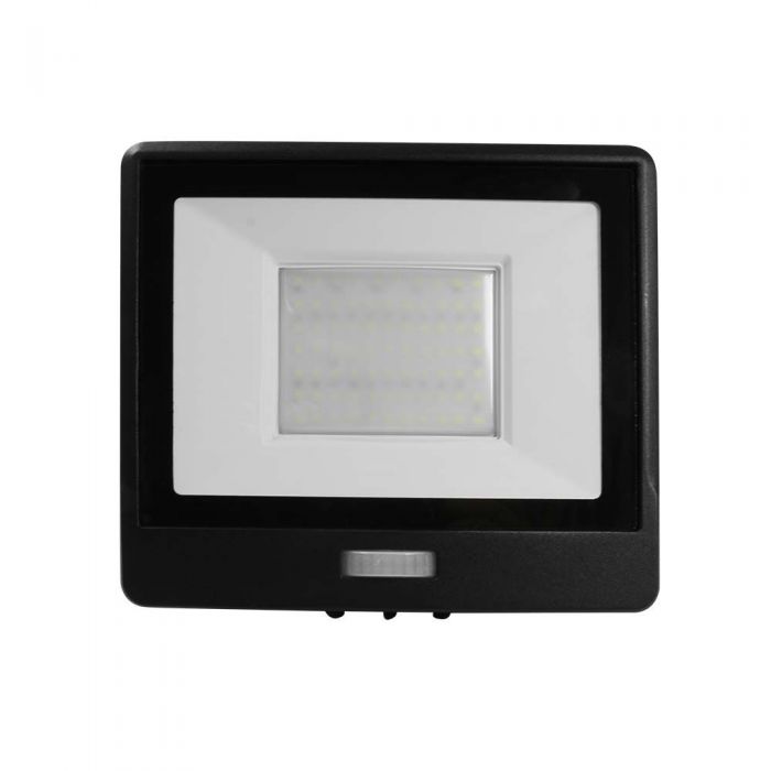 V-Tac 50W LED Floodlight Daylight PIR Samsung Chip 6500K- Black