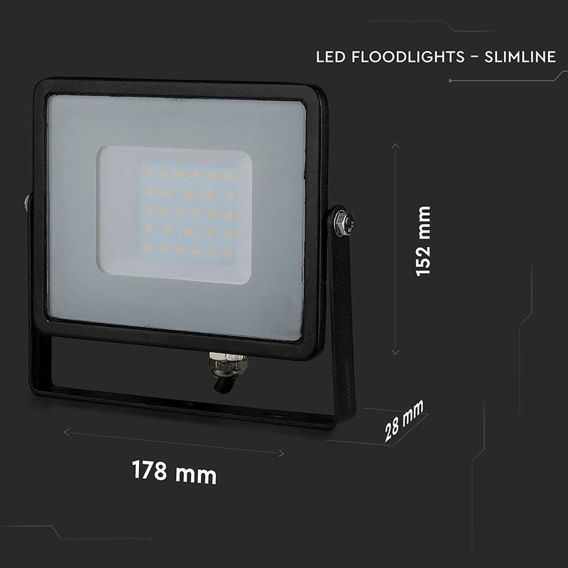 V-Tac 30W LED Floodlight Daylight Samsung Chip 6500K- Black