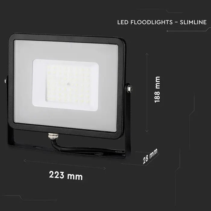 V-Tac 50W LED Floodlight Daylight Samsung Chip 6500K- Black