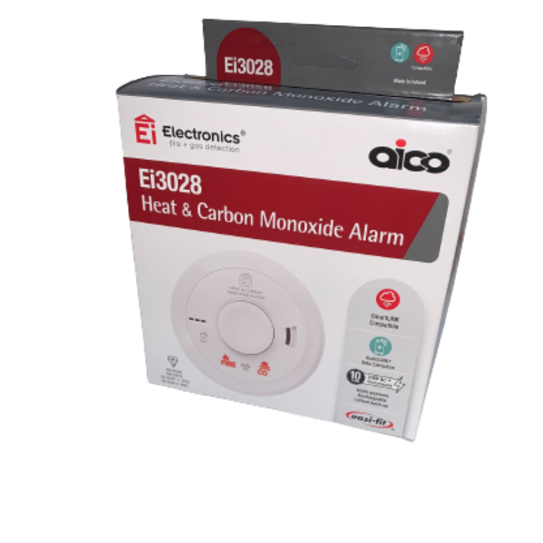 Aico Ei3028 Mains Powered Multi-Sensor Heat & Carbon Monoxide Alarm Interlinked , White