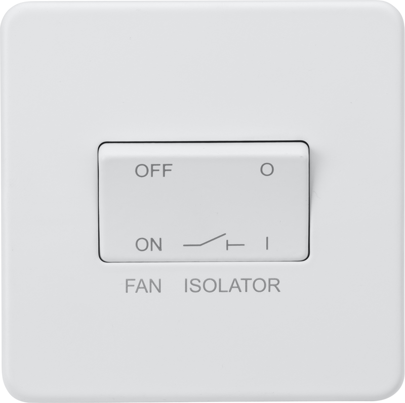 ML Knightsbridge Screwless 10AX 3 pole fan isolator switch - Matt White