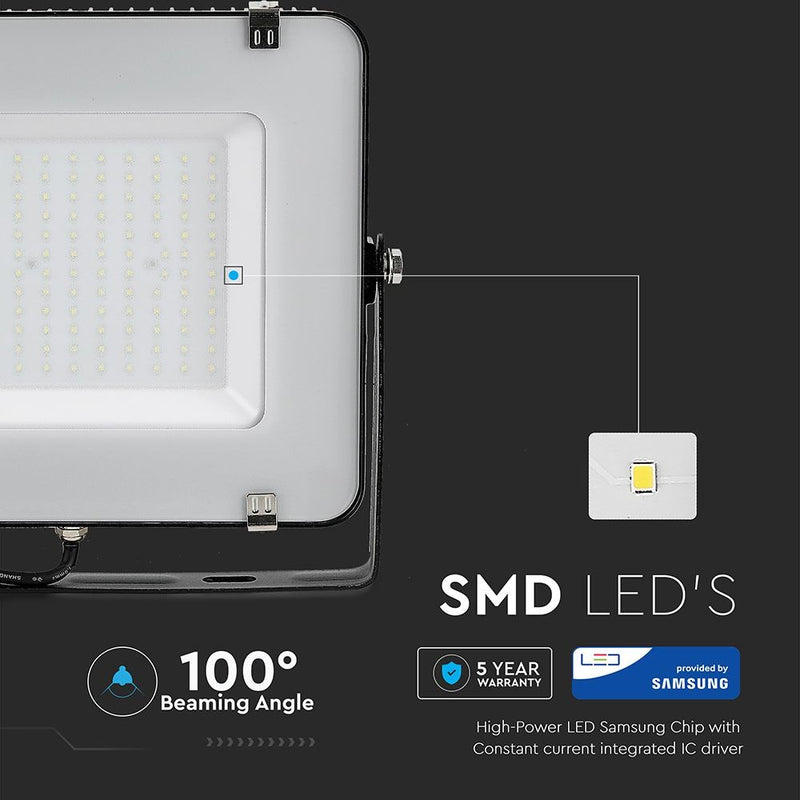 V-Tac 150W LED Floodlight Daylight Samsung Chip 6500K- Black