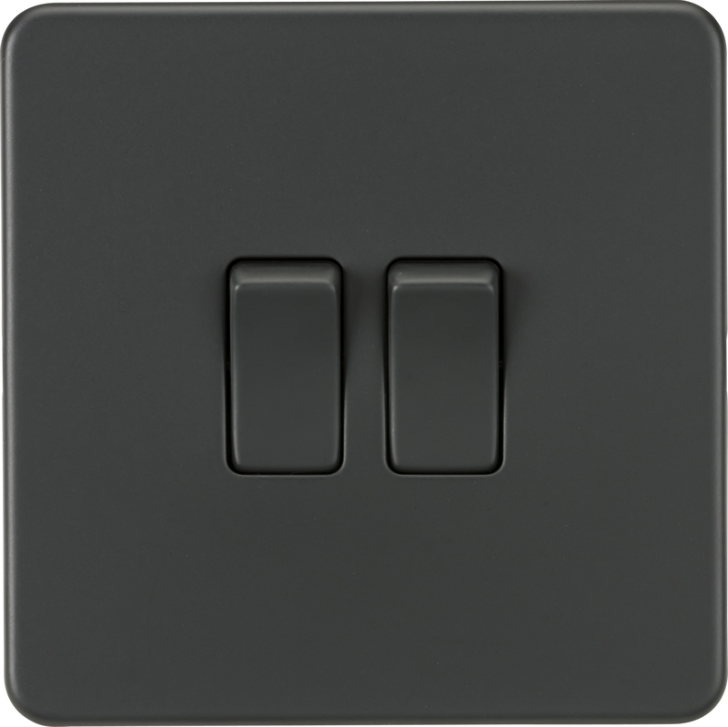 ML Knightsbridge Screwless 10AX 2 Gang 2-Way Light Switch - Anthracite