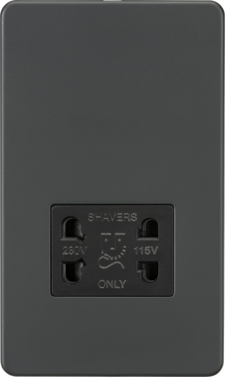 ML Knightsbridge Screwless 115/230V Dual Voltage Shaver Socket - Anthracite