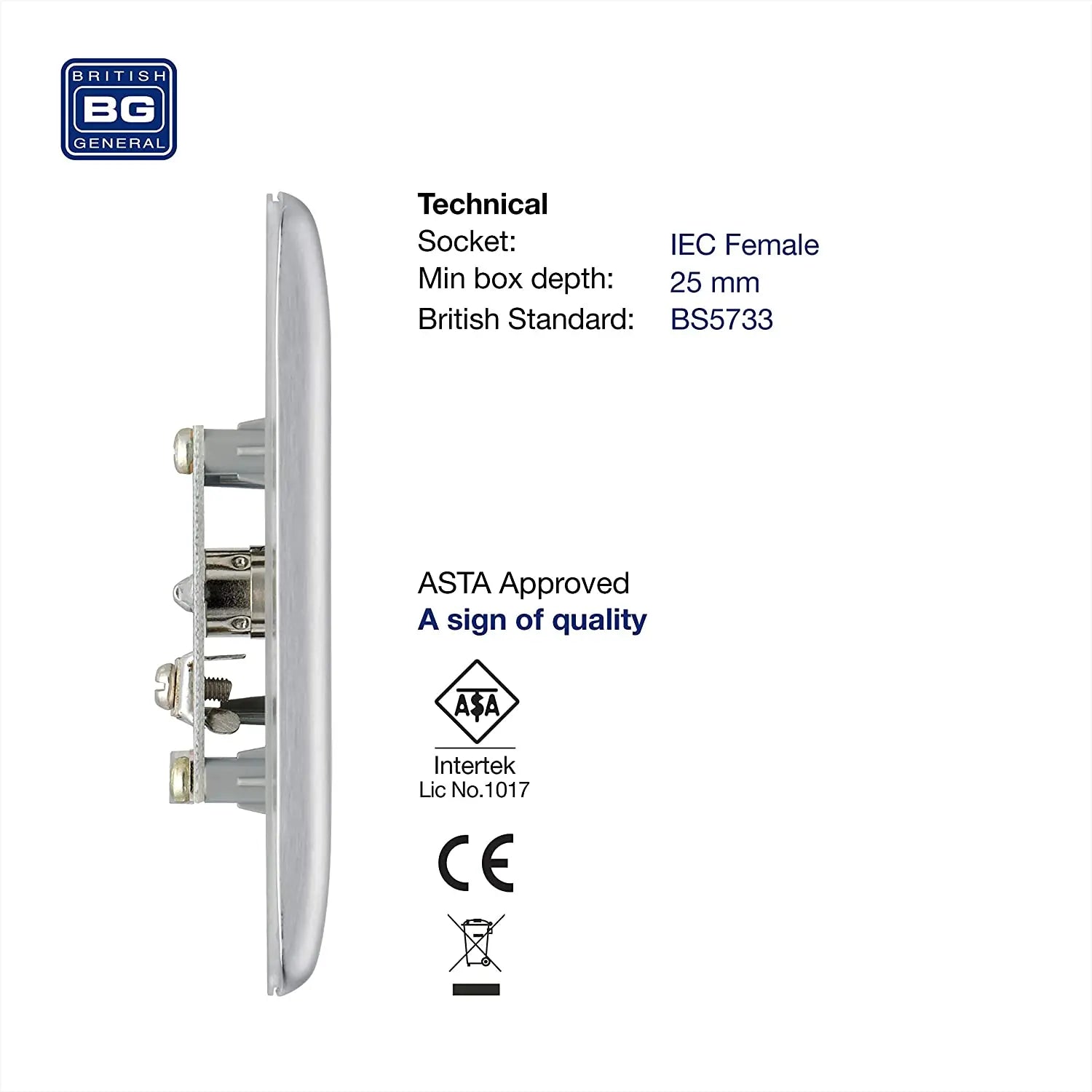 BG Nexus Metal TV Coax Point in Brushed Steel - NBS60-01 BG (British General)
