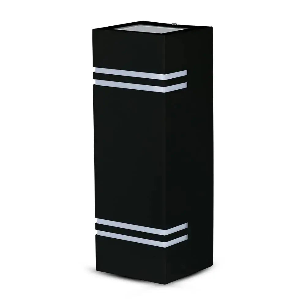V-Tac Up Down GU10 2 Way Wall Fitting Square Stainless Steel Body Rectangle Light in Black V-Tac