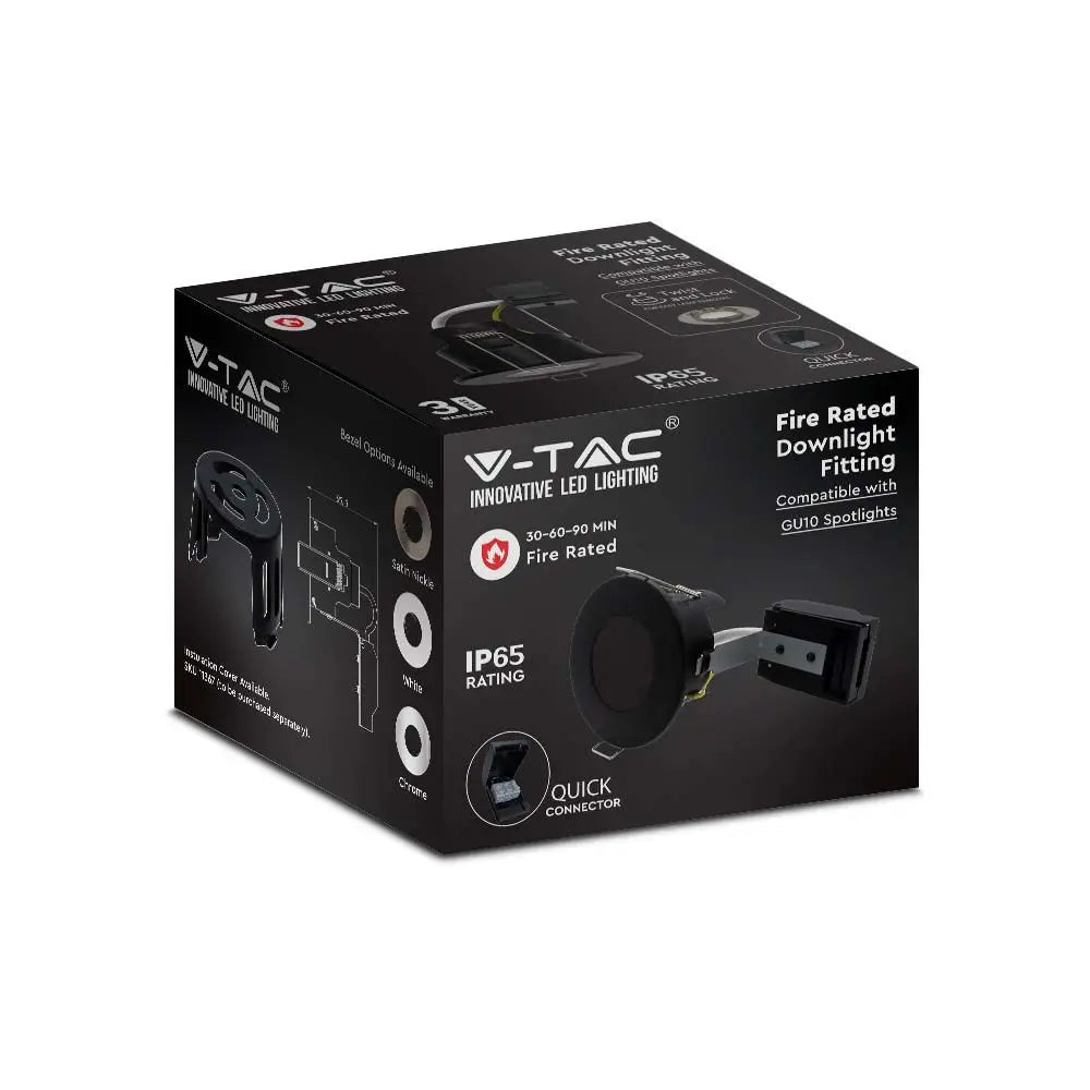 Matt Black Downlight Fire Rated Fitting Canless GU10 Fixed IP65 V-TAC