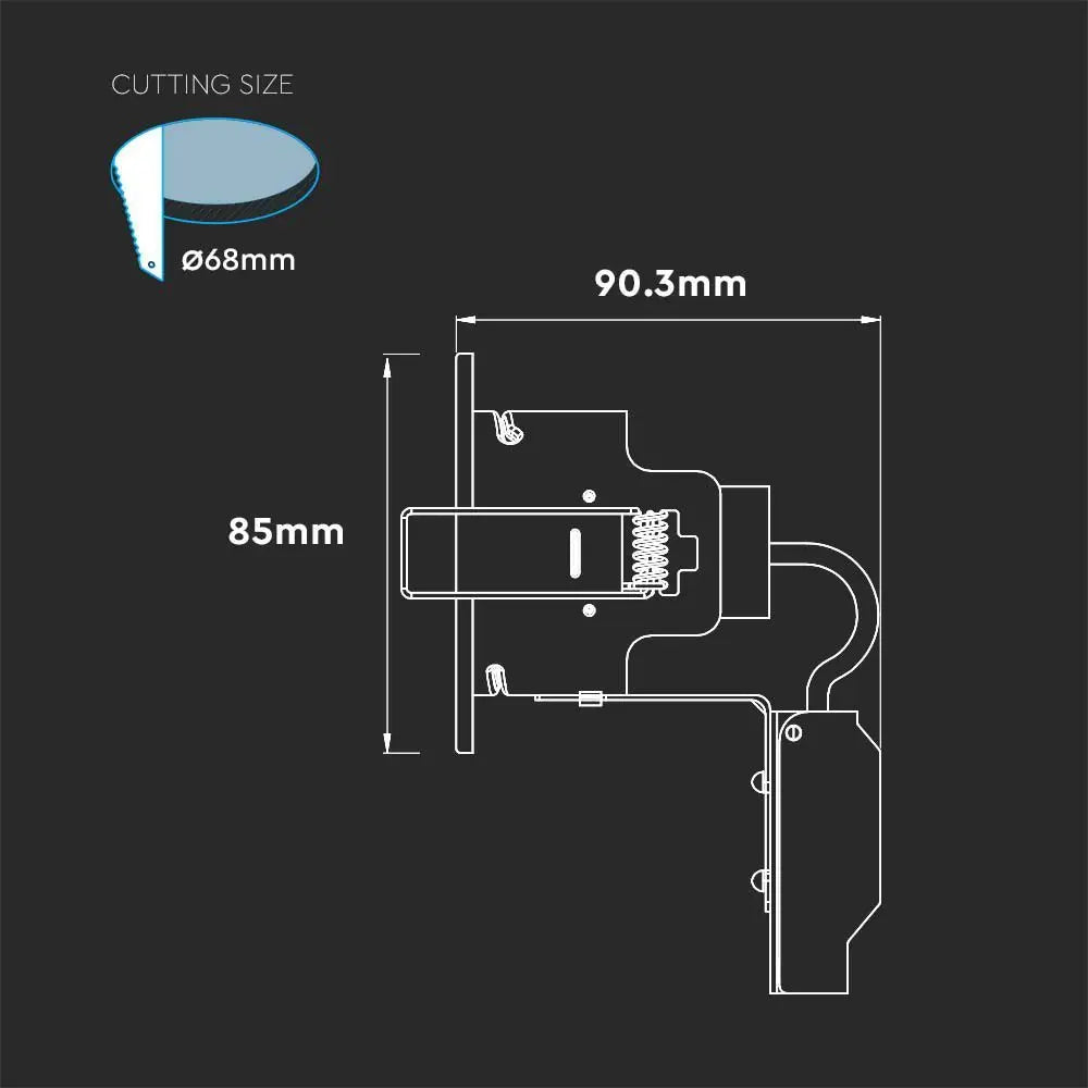 Matt Black Downlight Fire Rated Fitting Canless GU10 Fixed IP65 V-TAC