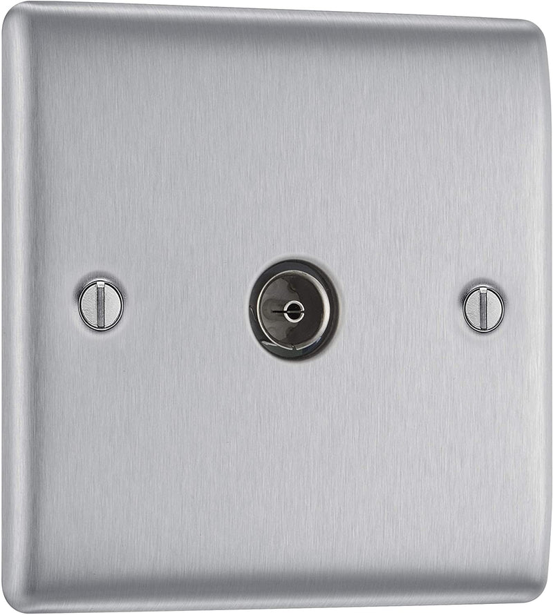 BG Nexus Metal TV Coax Point in Brushed Steel - NBS60-01