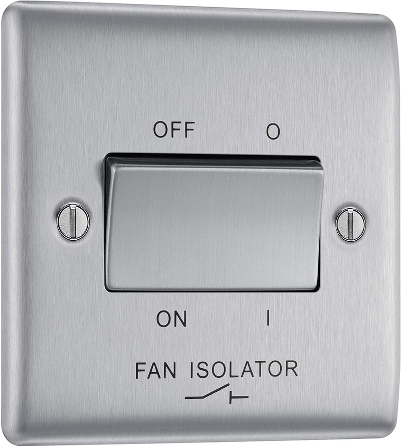 BG Nexus Metal Fan Isolator Switch in Brushed Steel - NBS15-01