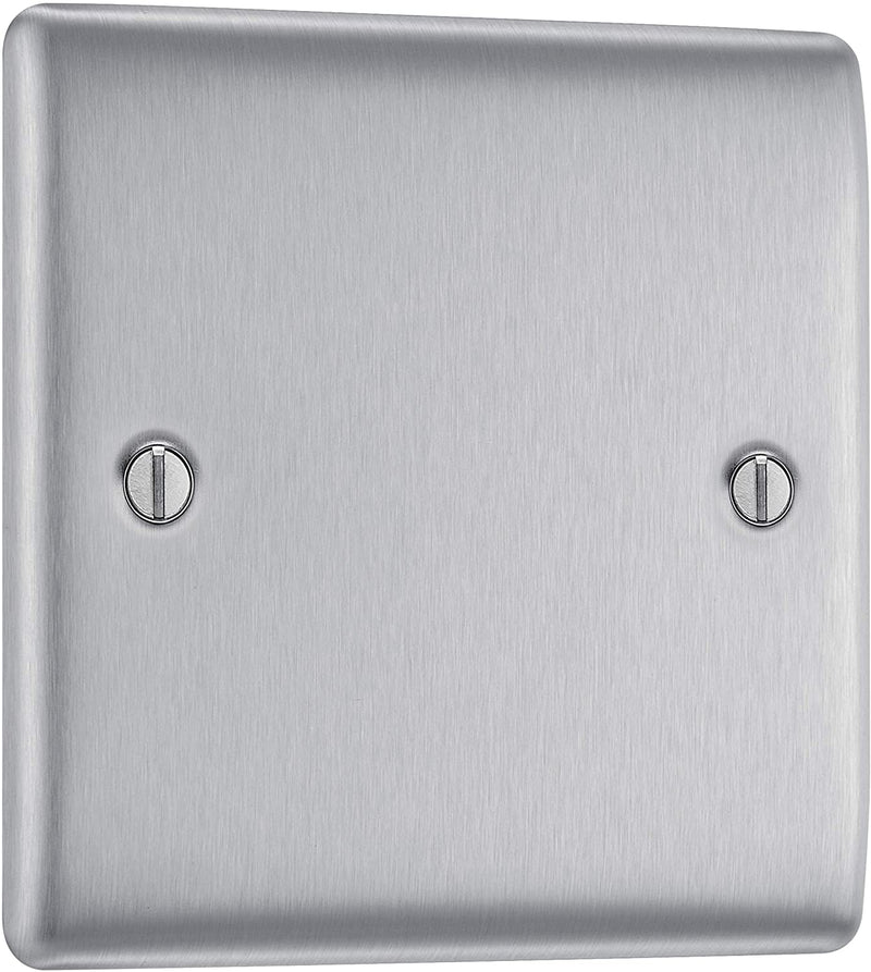 BG Nexus Metal Single Blanking Plate in Brushed Steel - NBS94-01