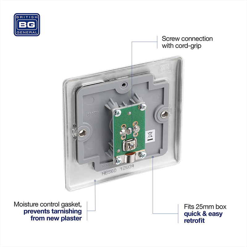 BG Nexus Metal TV Coax Point in Brushed Steel - NBS60-01