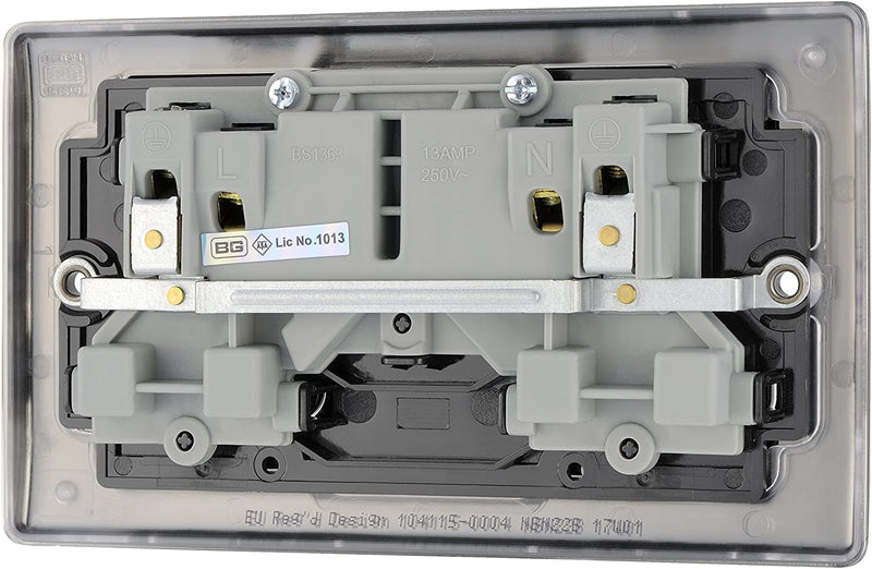 BG Nexus Black Nickel Double Socket with Black Inserts 13A 2 Gang - NBN22B