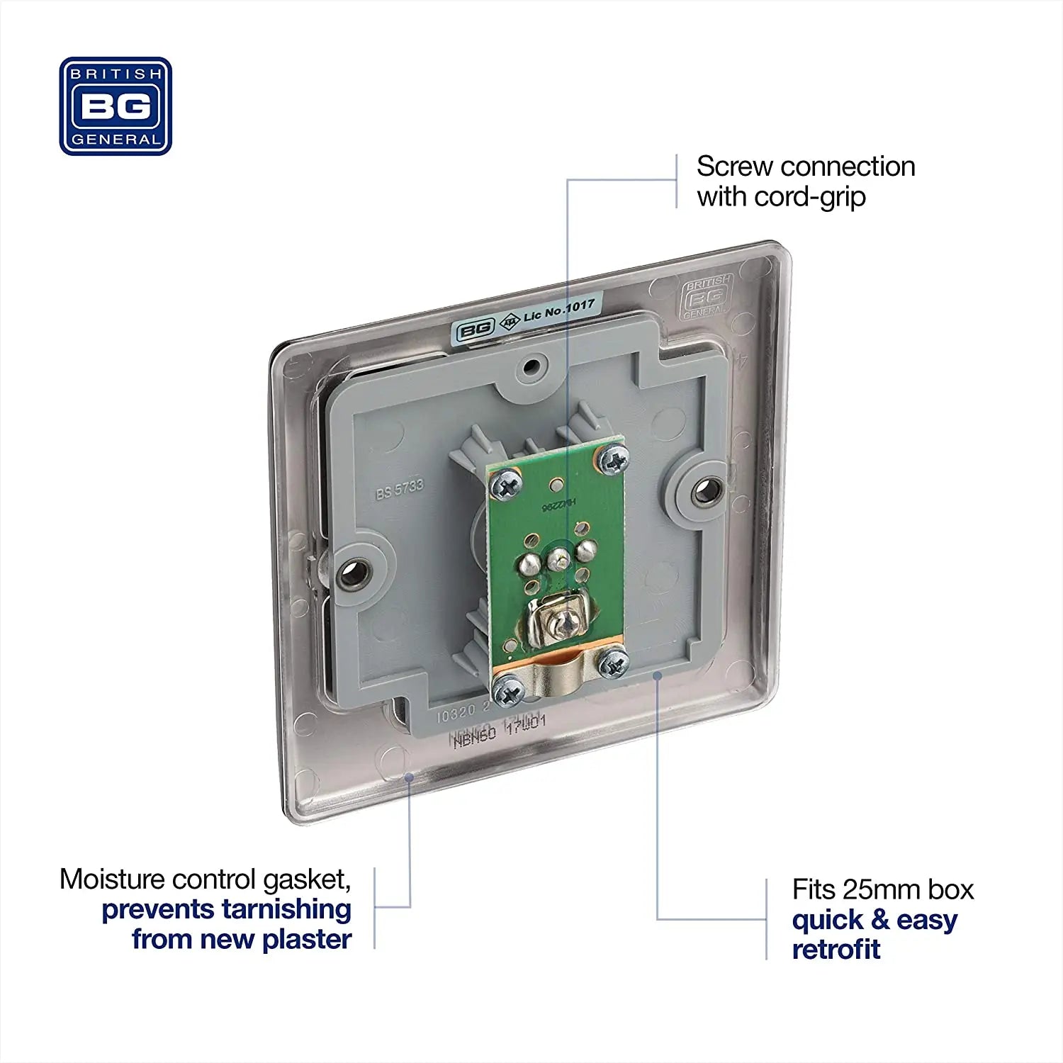 BG Nexus Metal TV Coax Point in Black Nickel - NBN60-01 BG (British General)